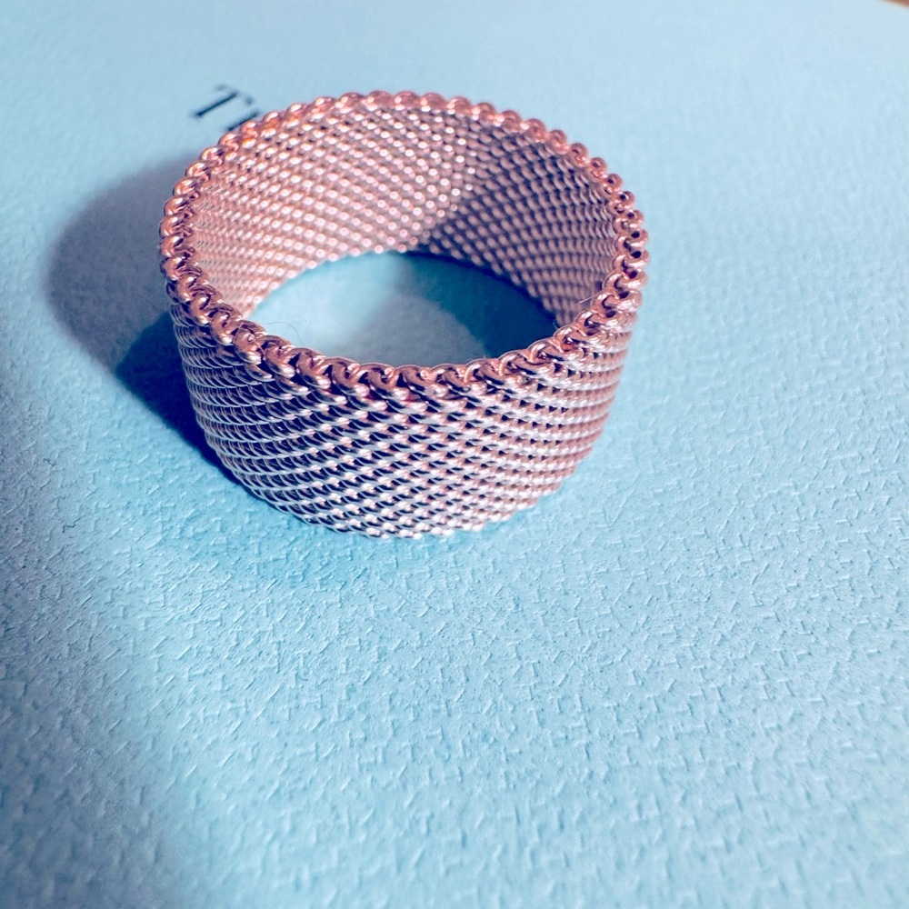 Tiffany & Co Sterling Silver Somerset Ring Firm Mesh Weave Band Womens Size 7